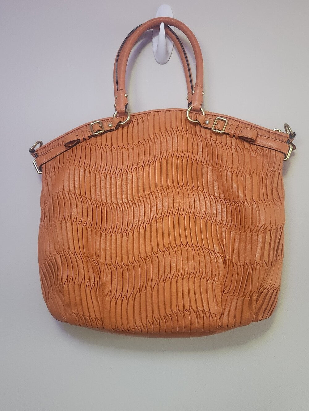 Coach Madison Gathered Leather Lindsey 33371E B4 Orange NWT Rare Paper Serial # - Picture 7 of 16